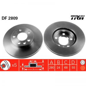 Juego Discos De Freno Delanteros Ventilados VOLKSWAGEN T4 California DF2809 TRW - Imagen 3