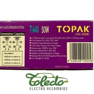 ALTAVOZ 4 PULGADAS 2 VIAS 50 VATIOS VOLKSWAGEN AUDI SEAT TOPAK T-640 - Imagen 3