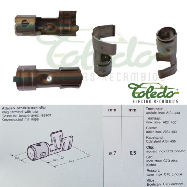 Terminal bujia MT1200860 terminal-enchufe-cable-bujías-Acero inoxidable aisi 430 LAS PALMAS