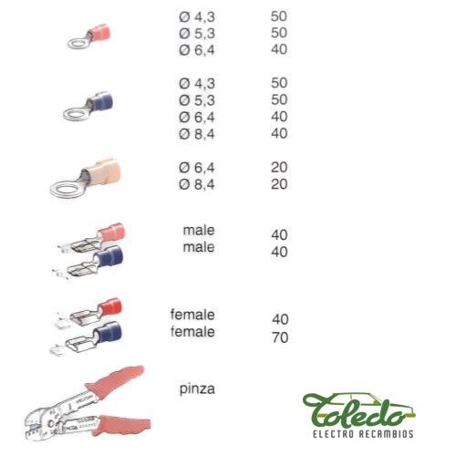 Caja surtida de terminales pre aislados 550 piezas mas pinza compralo en tu tienda de confianza en la isleta, Electro Recambios Toledo, Las Palmas de Gran Canaria